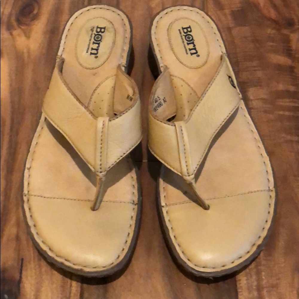 Tan Born Leather Flip Flops